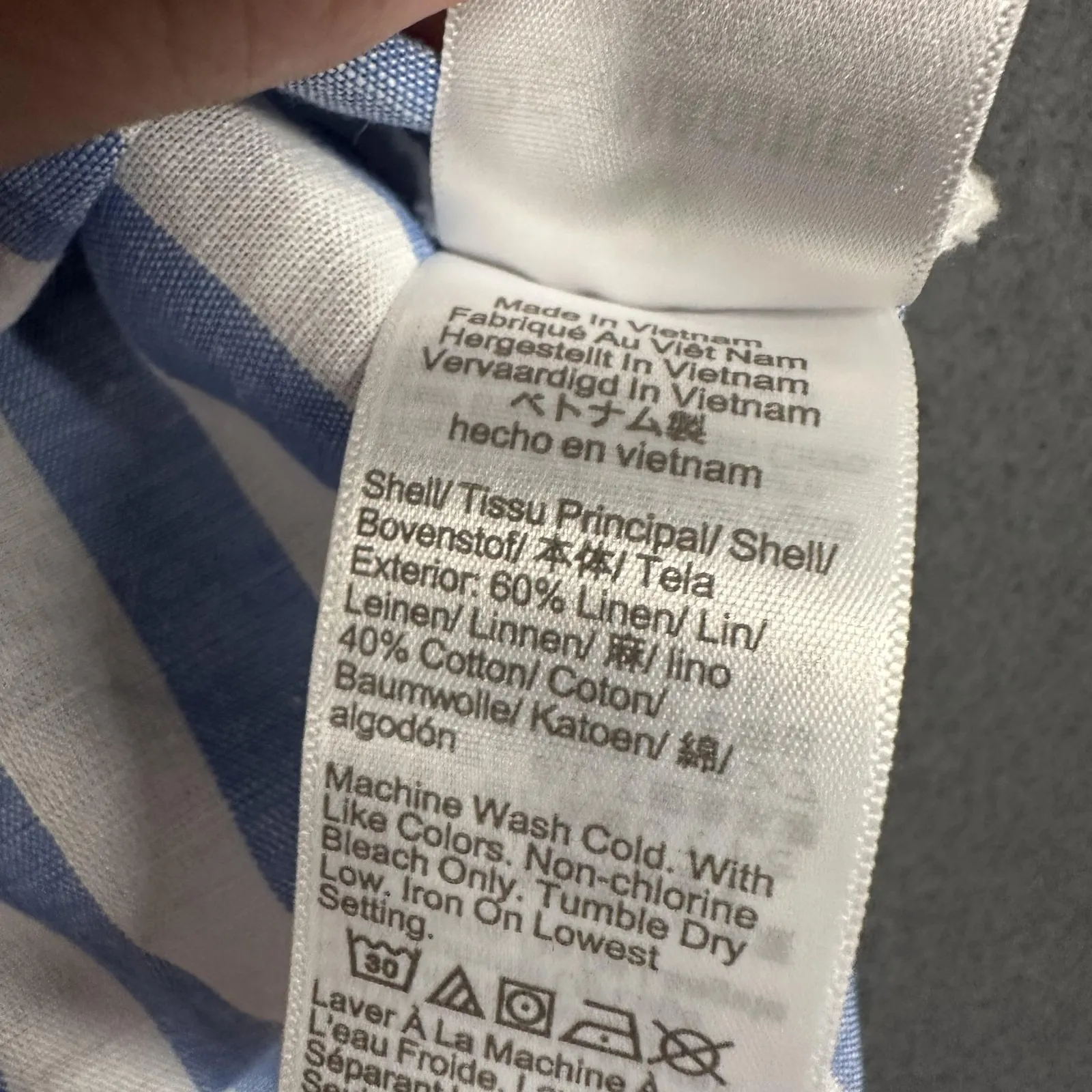 J Crew Blouse Womens Medium Blue White Striped Linen Cotton Sleeveless Tunic - Image 6