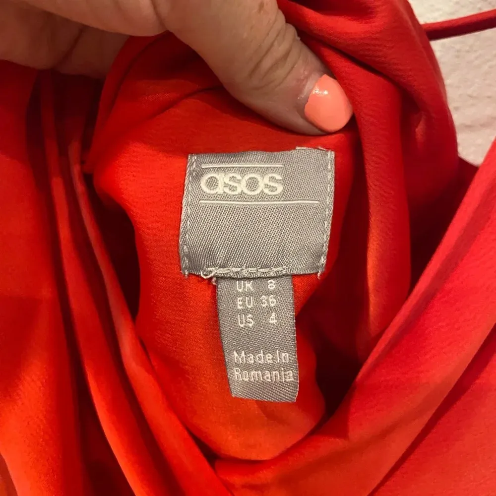 ASOS DESIGN drape front midi slip dress with wrap skirt Size 4 EUC - Image 2