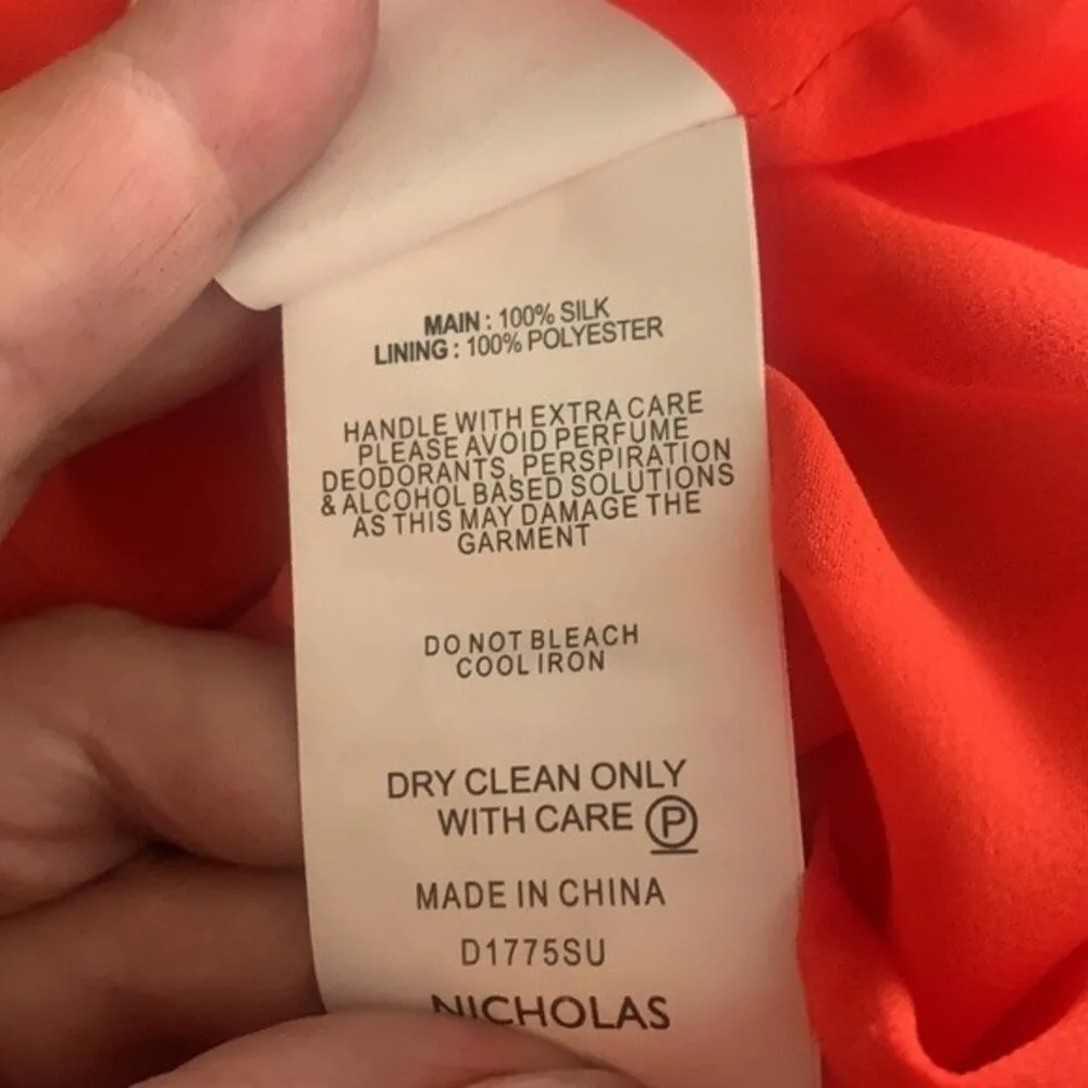 Nicholas Triangle Top Slip Dress Red Orange Floral Size 4 - Image 14