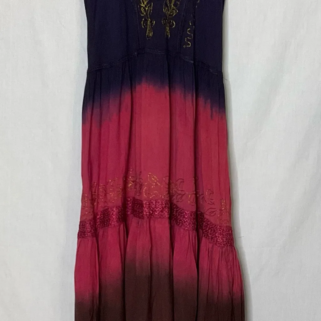 Ethereal Ombre Boho Fairycore Maxi Dress Purple‑Pink Gradient Embroidery Tiered Blue Size undefined - Image 3