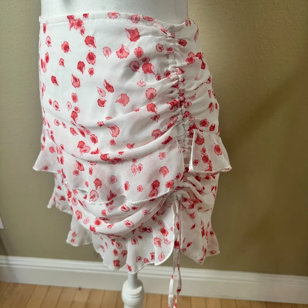 PRINCESS POLLY Two Piece Set Crop Top Tank & Ruched Mini Skirt Size 4 FLoral - Image 3