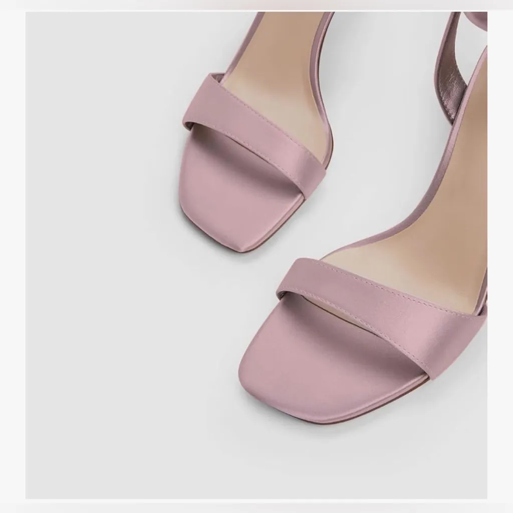 NEW Stiletto Sandals Pink Satin Bow Tie Square Toe Open Toe Sandals Heels 9.5 - Image 5