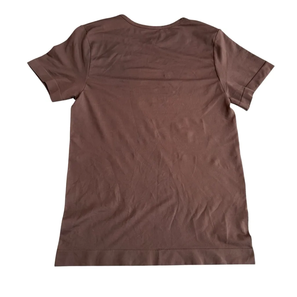 Skims Size M Soft Smoothing Seamless Tee Short Cocoa Brown Layering‎ Lounge NWT - Image 2
