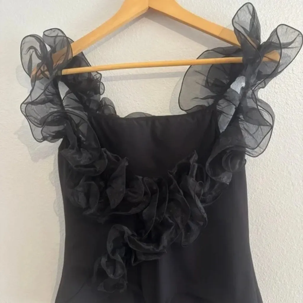 Free People Intimately Black Tulle Ruffle Strap Bodysuit Party Top Sz XS Ballet - Image 4