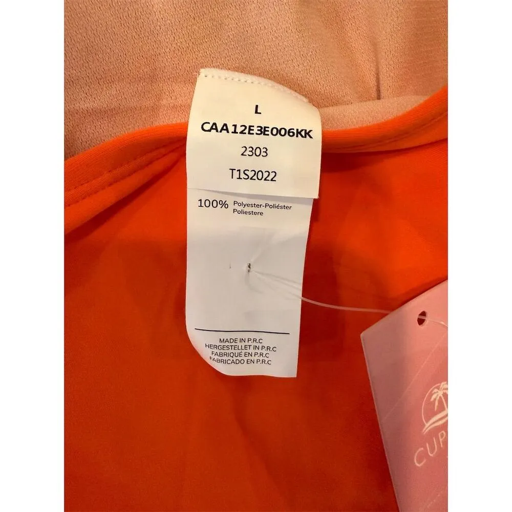 CUPSHE Women's Deep V One Piece Swimsuit Crisscross Back Orange L - Image 7