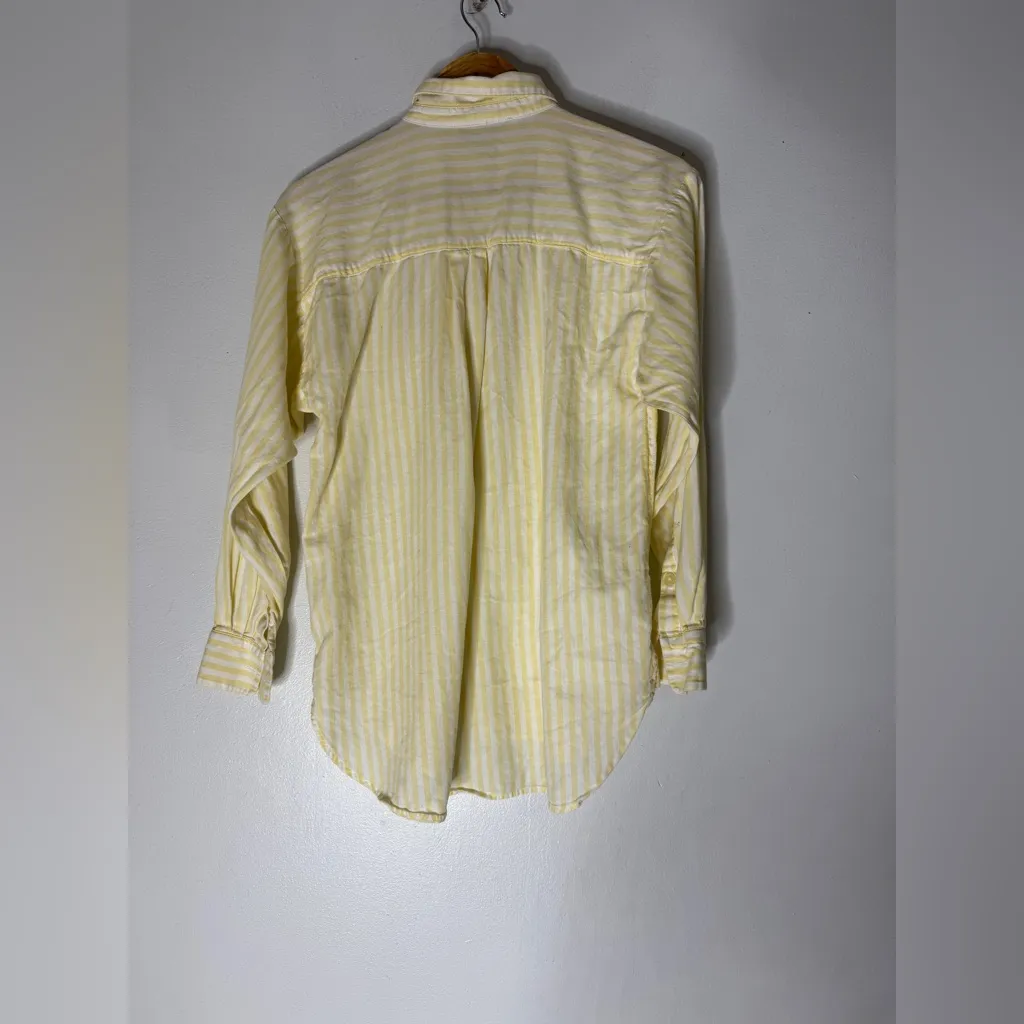 Loft XS Yellow White Stripe‎ Collar Button Down Shirt - Image 2