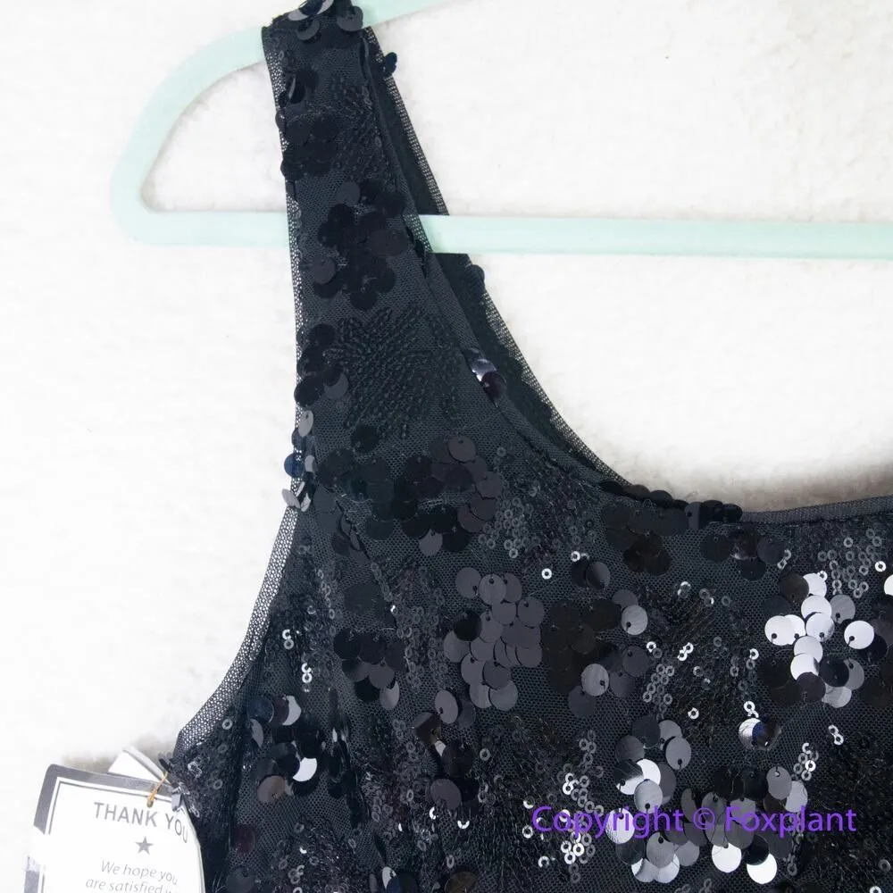 New! Alex & Eve Alex Evenings Sequined Scoop-Neck Sleeveless Gown black, size 10 - Image 6