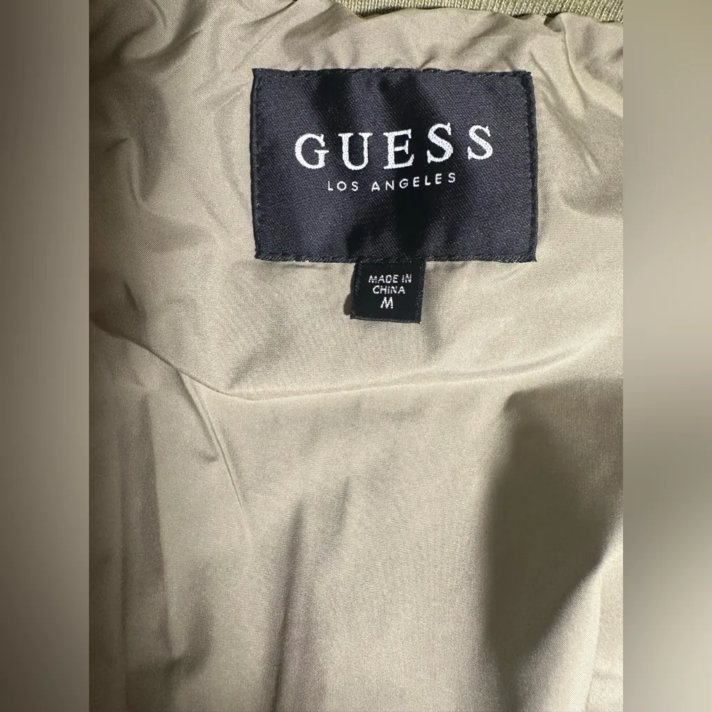 GUESS Luke Lace‎ Up Sporty Bomber Jacket Women’s Size M Olive Green Black Laces - Image 9