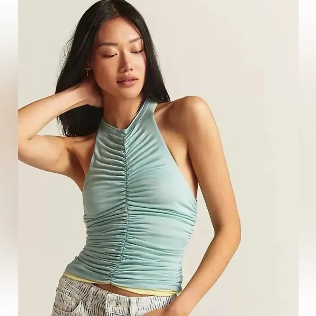 Anthropologie Pilcro NWT Ruched Reversible Tank Top Light Sky‎ Blue XS - Image 3