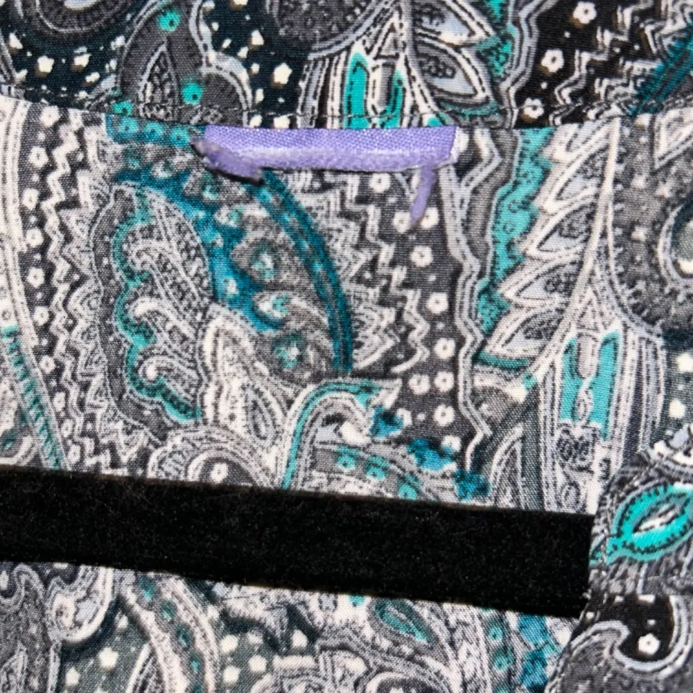 Lauren Scott Teal and Grey Paisley Print Women's Blouse Size L - Image 3