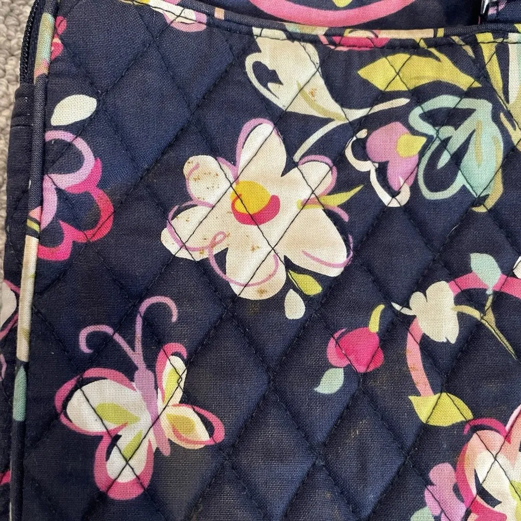 Vera Bradley Crossbody Purse  Navy Blue Pink Floral Quilted Preppy - Image 5