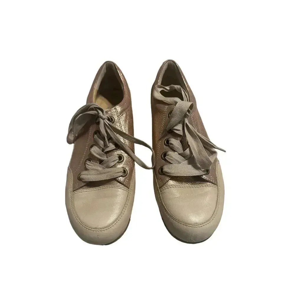 Paul Green Sneakers Size 9 Rose Gold Metallic Leather Handmade Comfortable - Image 6