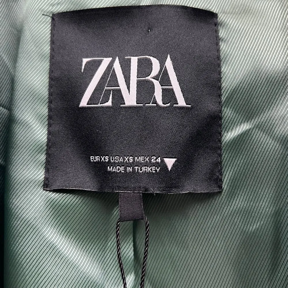 ZARA Double Breasted Blazer in Deep Sage size XS NWT - Image 5