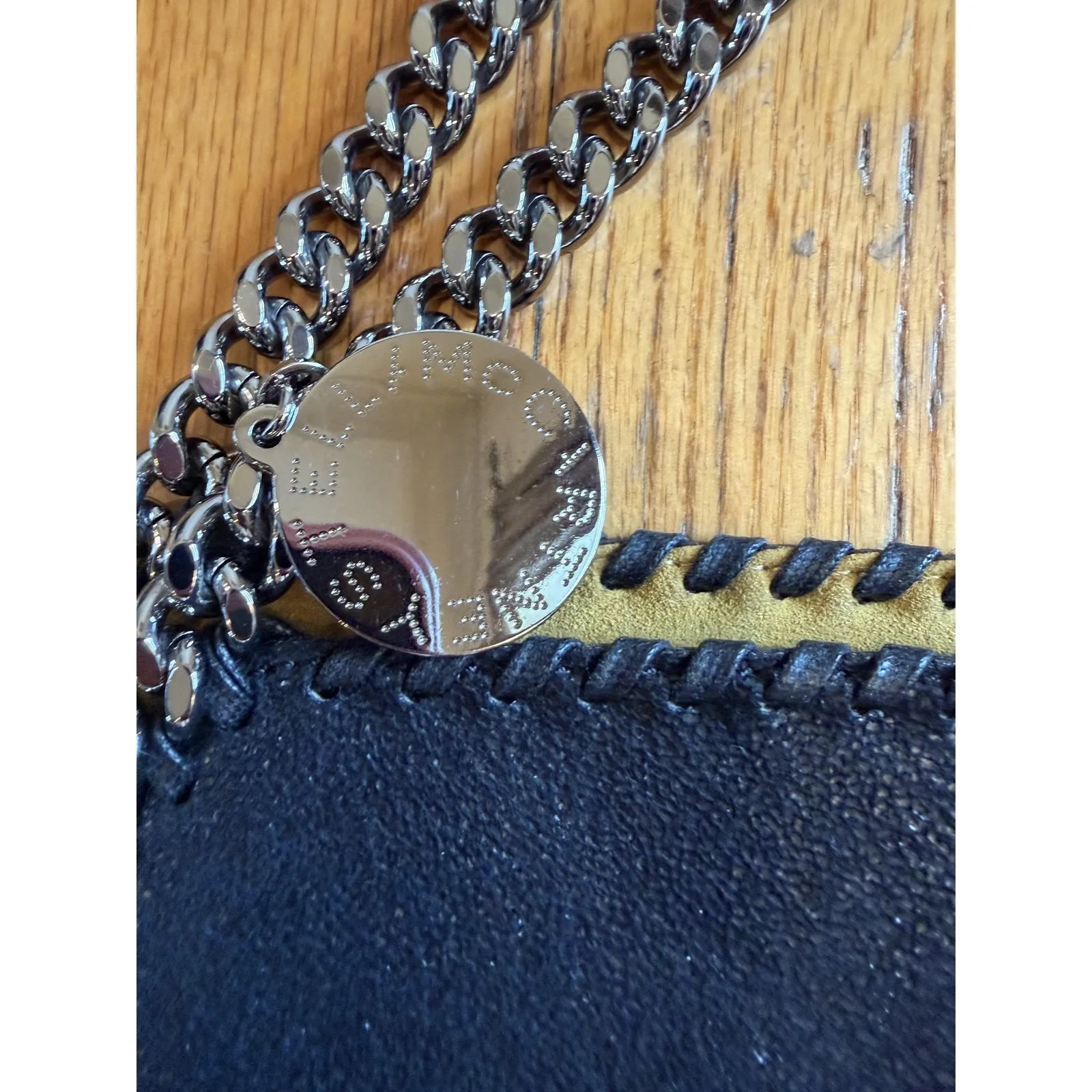 Stella McCartney Falabella Tote Bag Womens Large Black Faux Leather Chain Pouch - Image 2