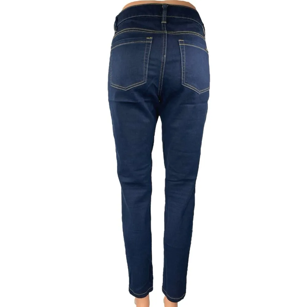 Michael Kors Women's Blue Dark Wash Mid Rise Skinny Jegging Denim Jeans Size 6 - Image 3