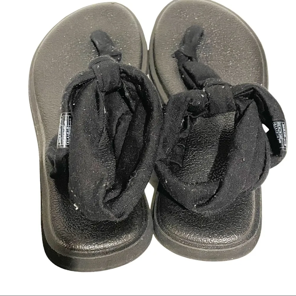 Sanuk Size 6 Yoga Slinget Black Sandal Slip on Ankle Strap SWS10789 Mat - Image 5