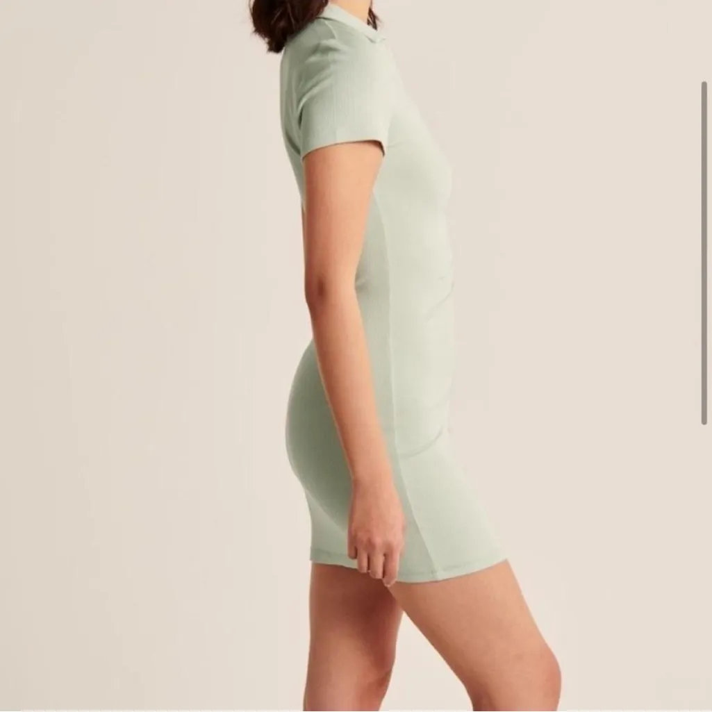 Abercrombie & Fitch Button Down Ribbed Fitted Polo Dress in Green - Size XS - Image 3