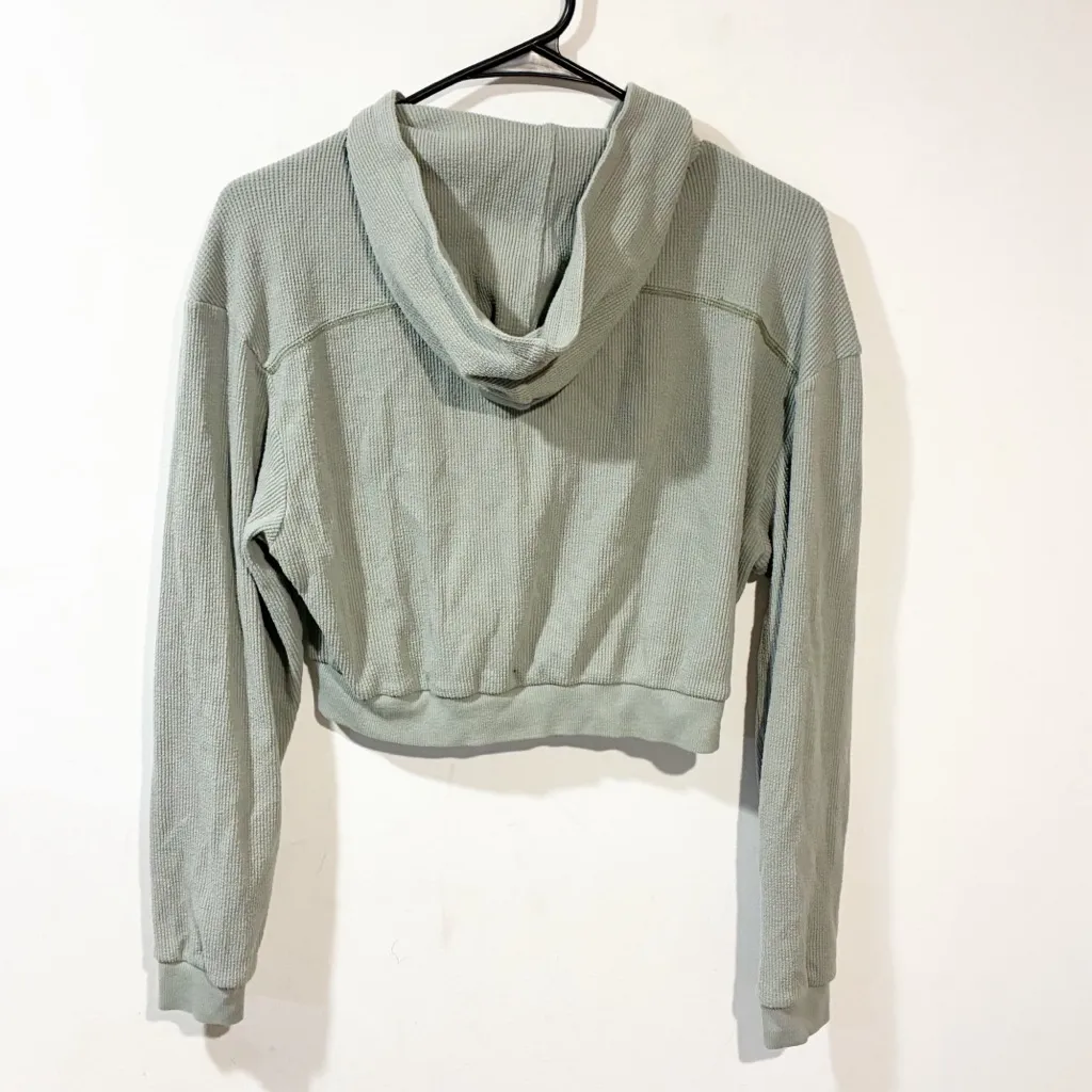 Skims Kim Kardashian Green Cropped Waffle Knit Hooded Full Zip Size Small - Image 4