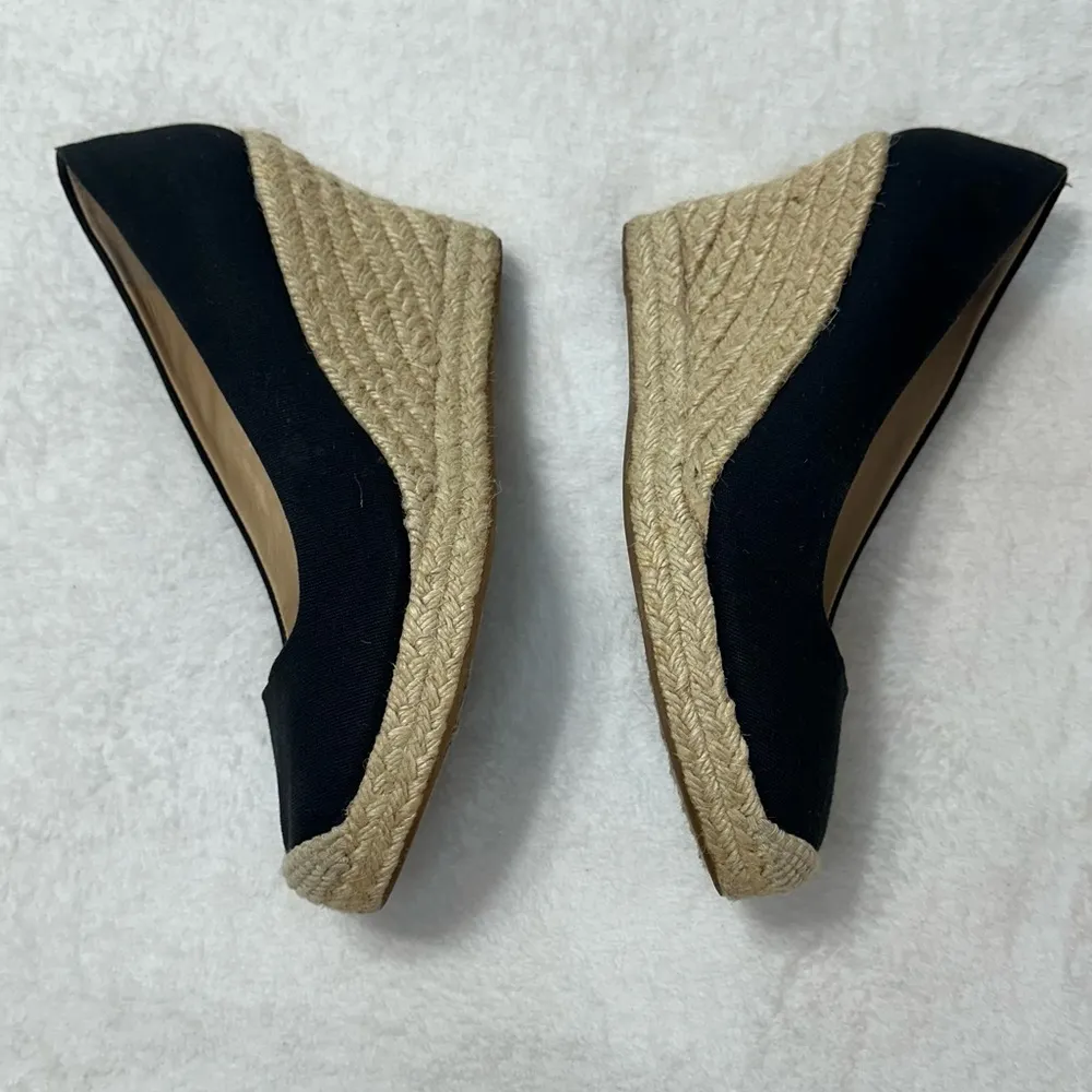 J. Crew Black Seville Espadrille Canvas Jude Wedges Size 9 - Image 9