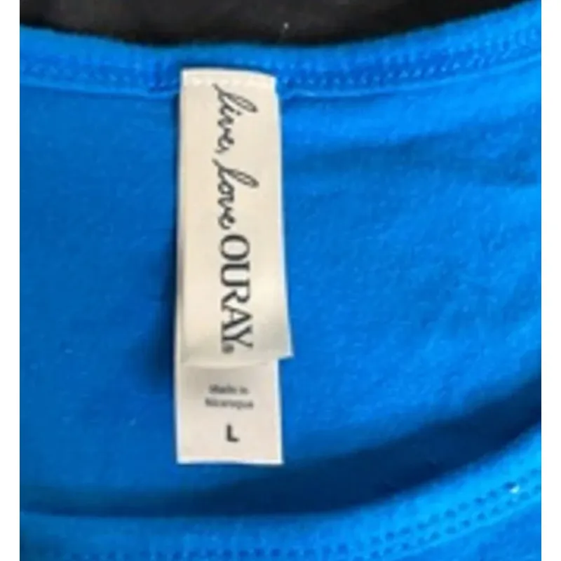 Athleisure Blue Graphic Tank Top Royal Island Live Love Ouray Size Large - Image 5