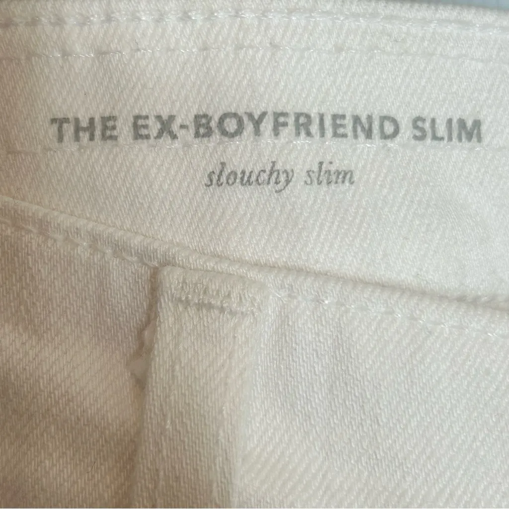 AG Adriano Goldschmeid Ex-Boyfriend Slouchy Slim White Distressed Jeans Size 27R - Image 7