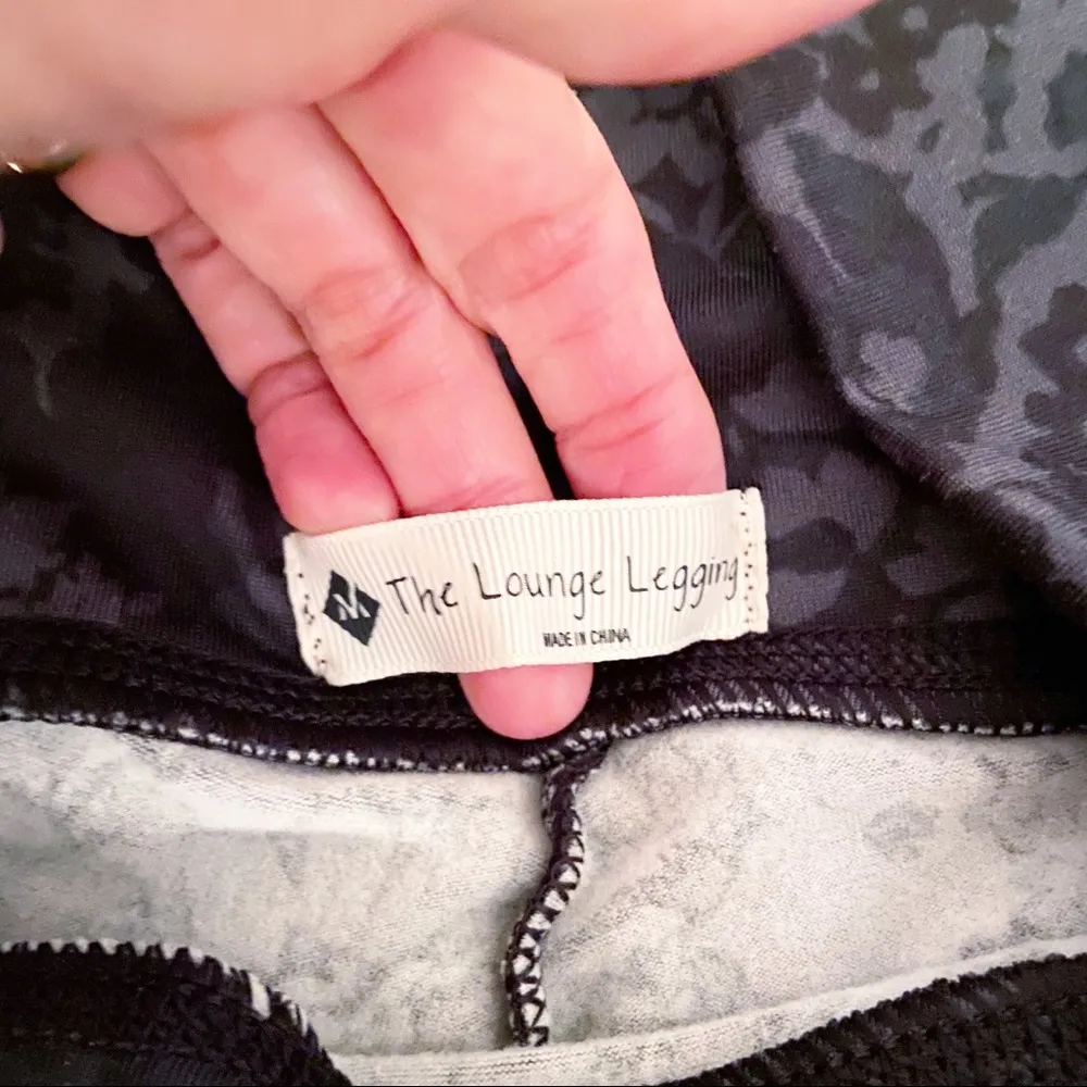 Members Mark Leggings Floral Super Soft lounge GymYoga Womens Medium Black - Image 4