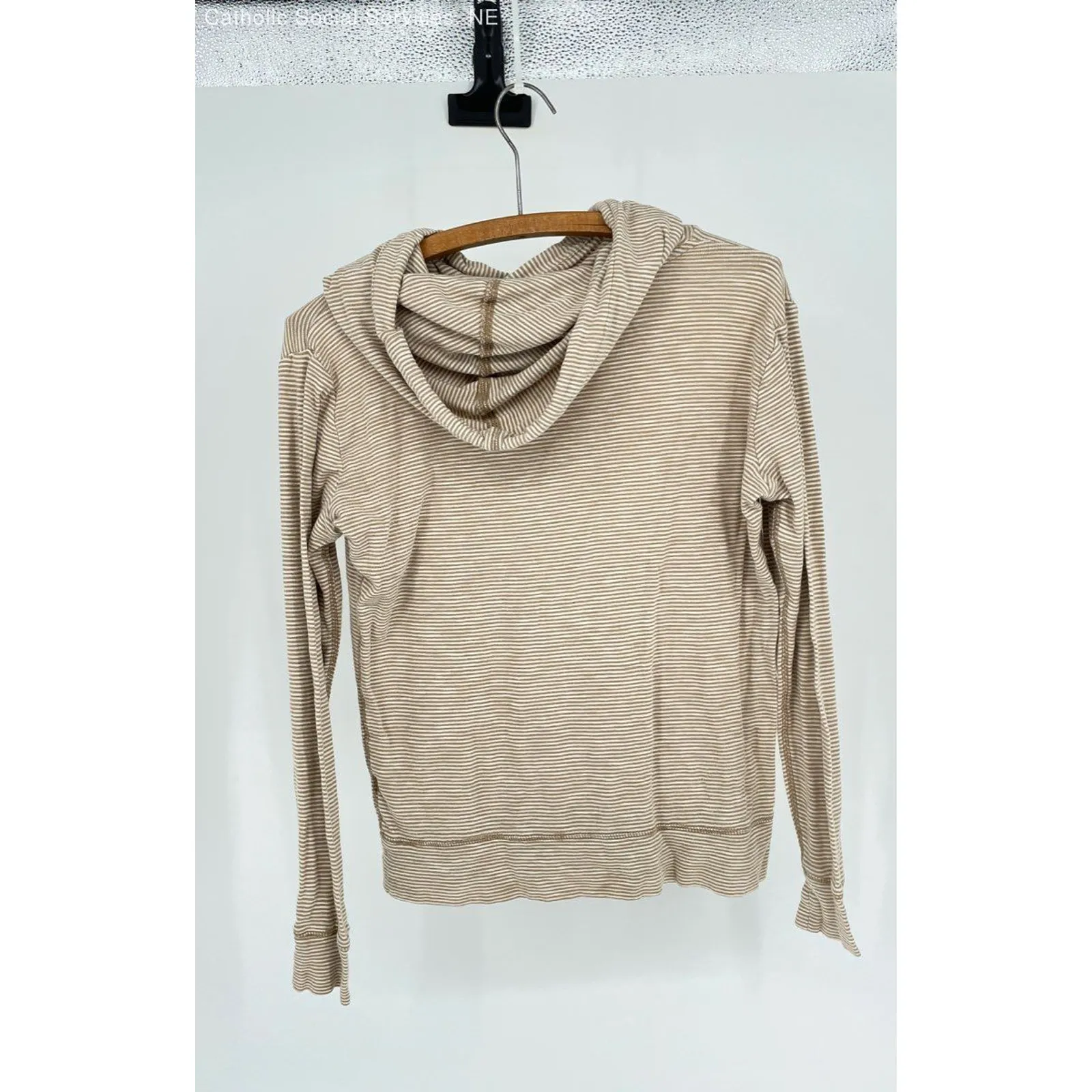 J.Crew Tan/Cream Women's Striped‎ Hoodie - Image 4