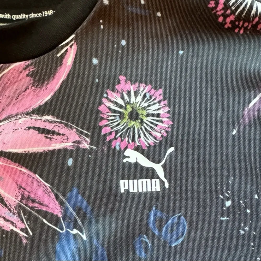 PUMA Women’s Archive Floral Logo Print Mini Shirt Dress - XS - Image 8
