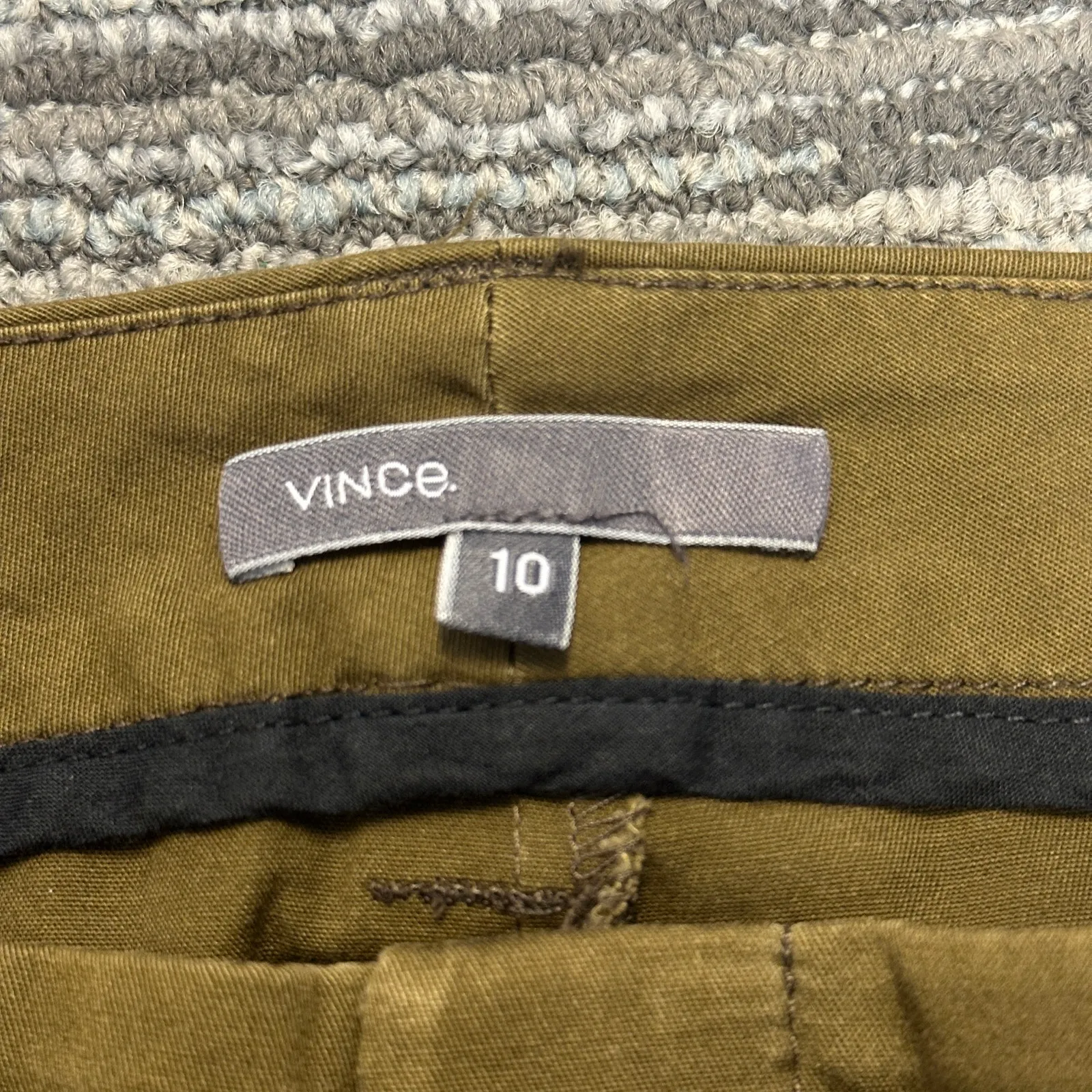 Vince Pleated Ankle Tapered Chino Pants Olive Green Work Career Office Size 10 - Image 9