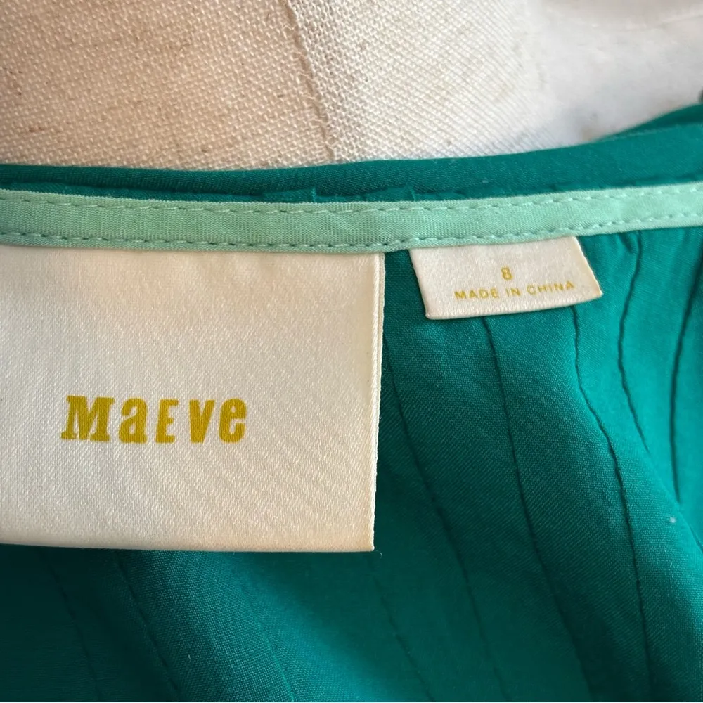 Maeve Anthropologie Maya Green Flutter Sleeve Tank Top Blouse Sz 8 - Image 4