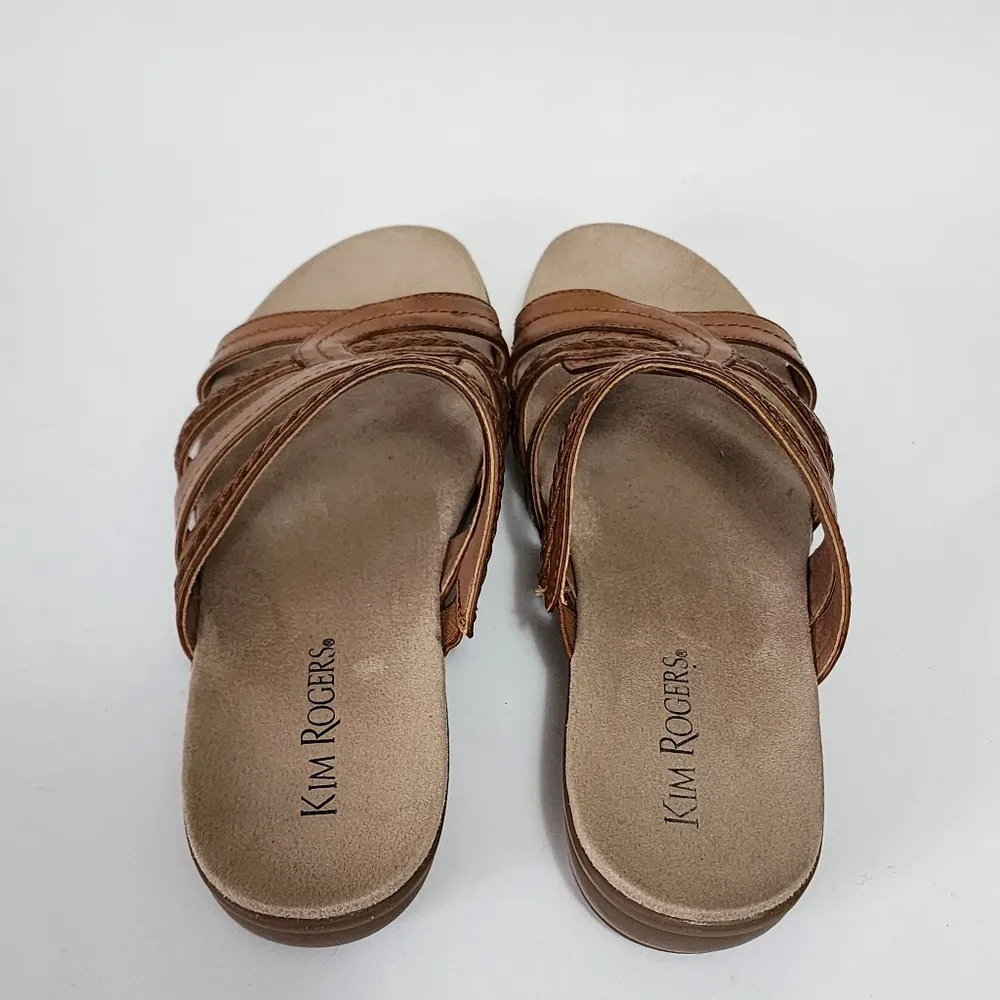 Kim Roger Domina Chestnut Faux Leather Braided Slide Sandals Size 8 - Image 5