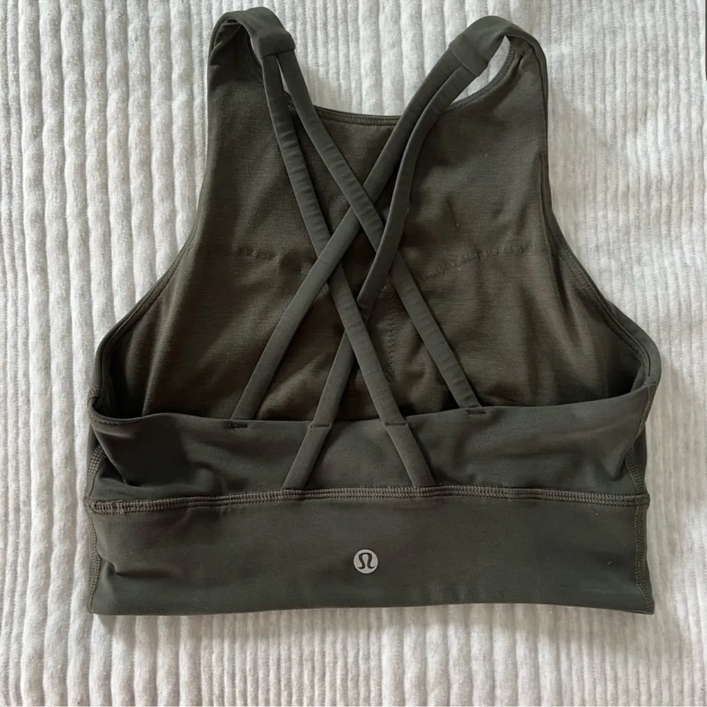 Lululemon Energy High-Neck Longline Tough Bra in Olive Green - Image 5
