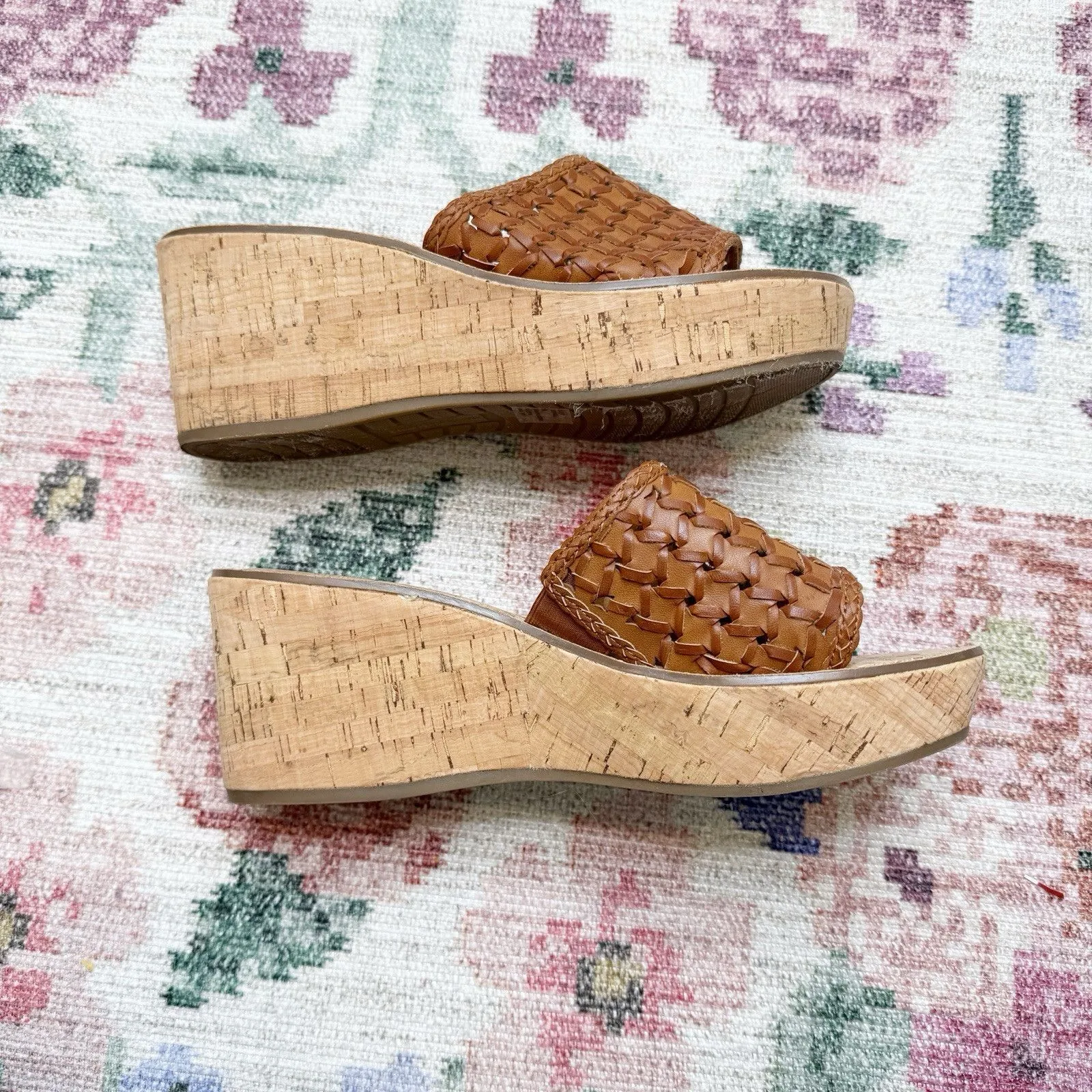 House Of Harlow Womens Chunky Cork Platform Sandals Size 9 Woven Beachy Boho Brown - Image 4