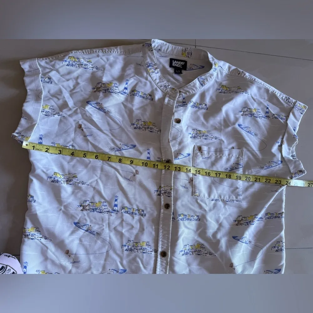 Lands End Shirt Large 14-16 Womens Hawaiian Tropical Rayon Camp Rayon , Viscose - Image 12