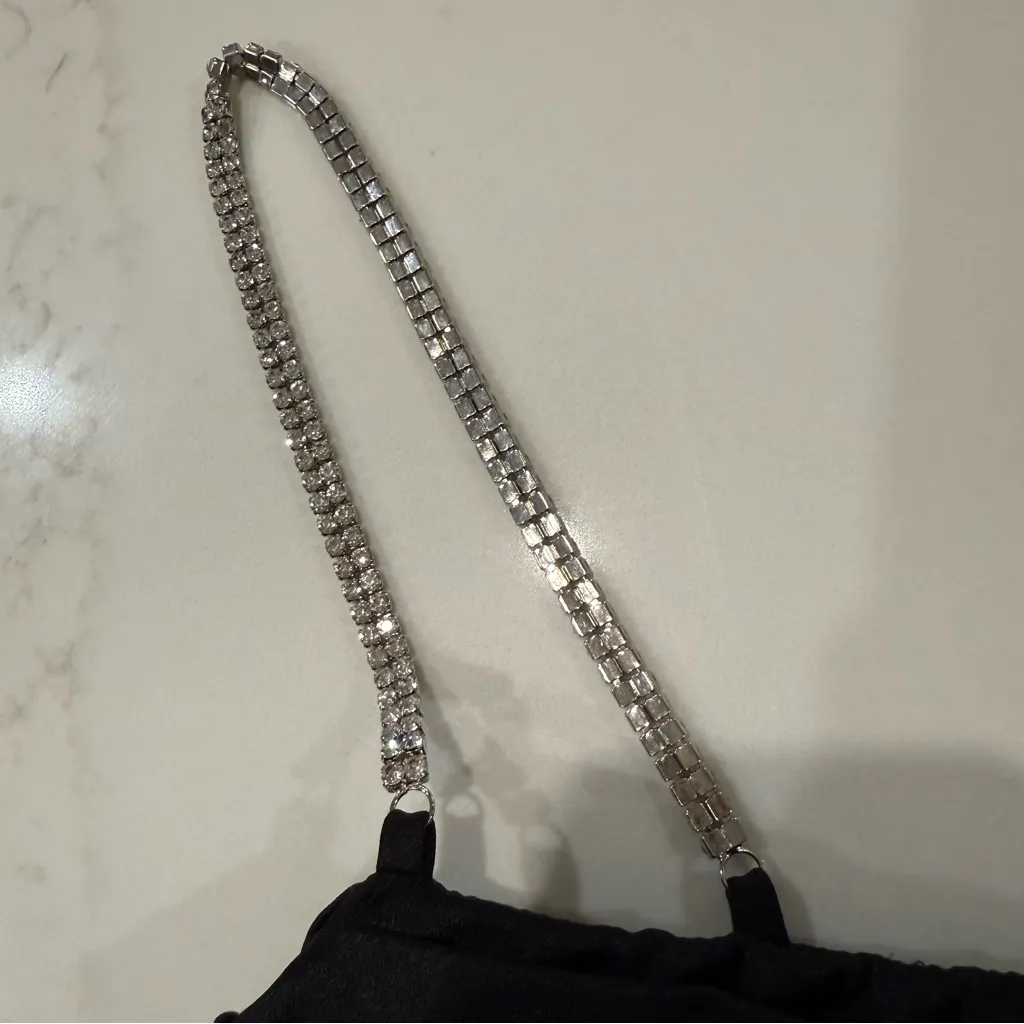 Windsor Gleam And Glow Rhinestone Bustier Top Women’s Small Black Cropped Satin - Image 8