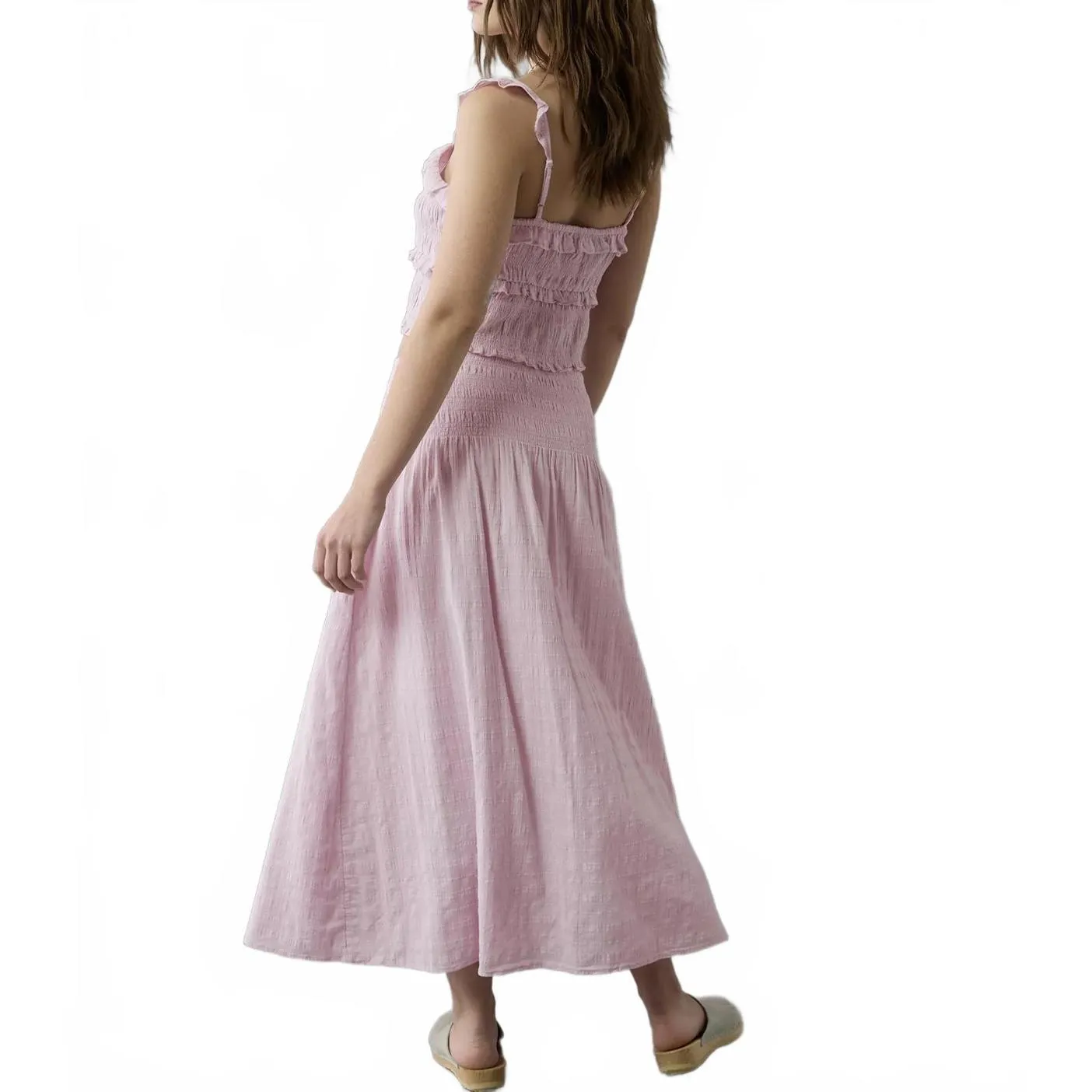 AE High-Waisted Smocked Maxi Skirt American Eagle Pastel Orchid NWT XL - Image 2