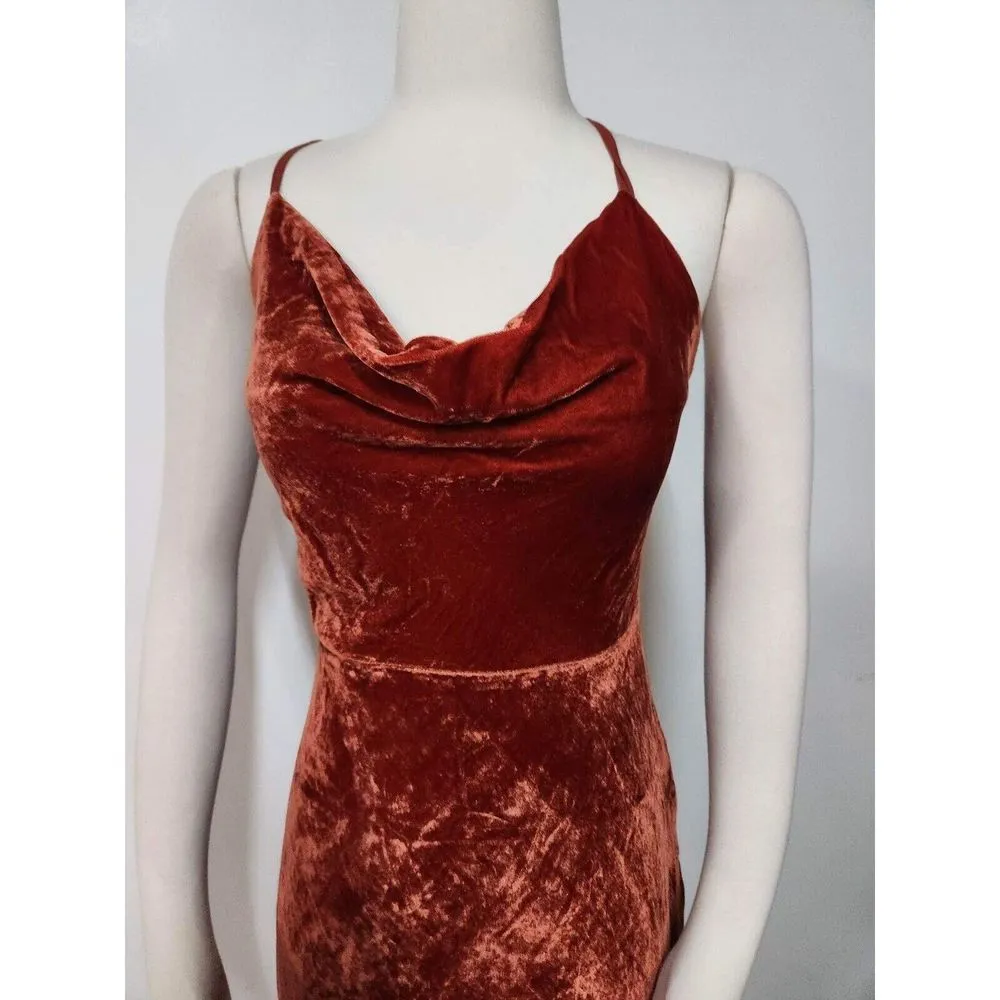 ADELYN RAE ZANA VELVET COWL NECK SLIP DRESS Size M - Image 5