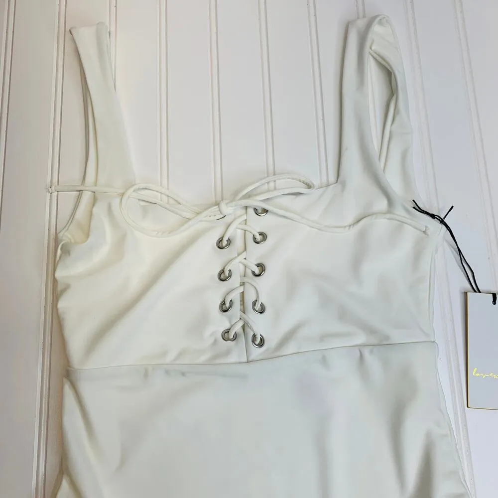 Lovetree White Lace Top 1 Pc Swimsuit Sz Medium - Image 6