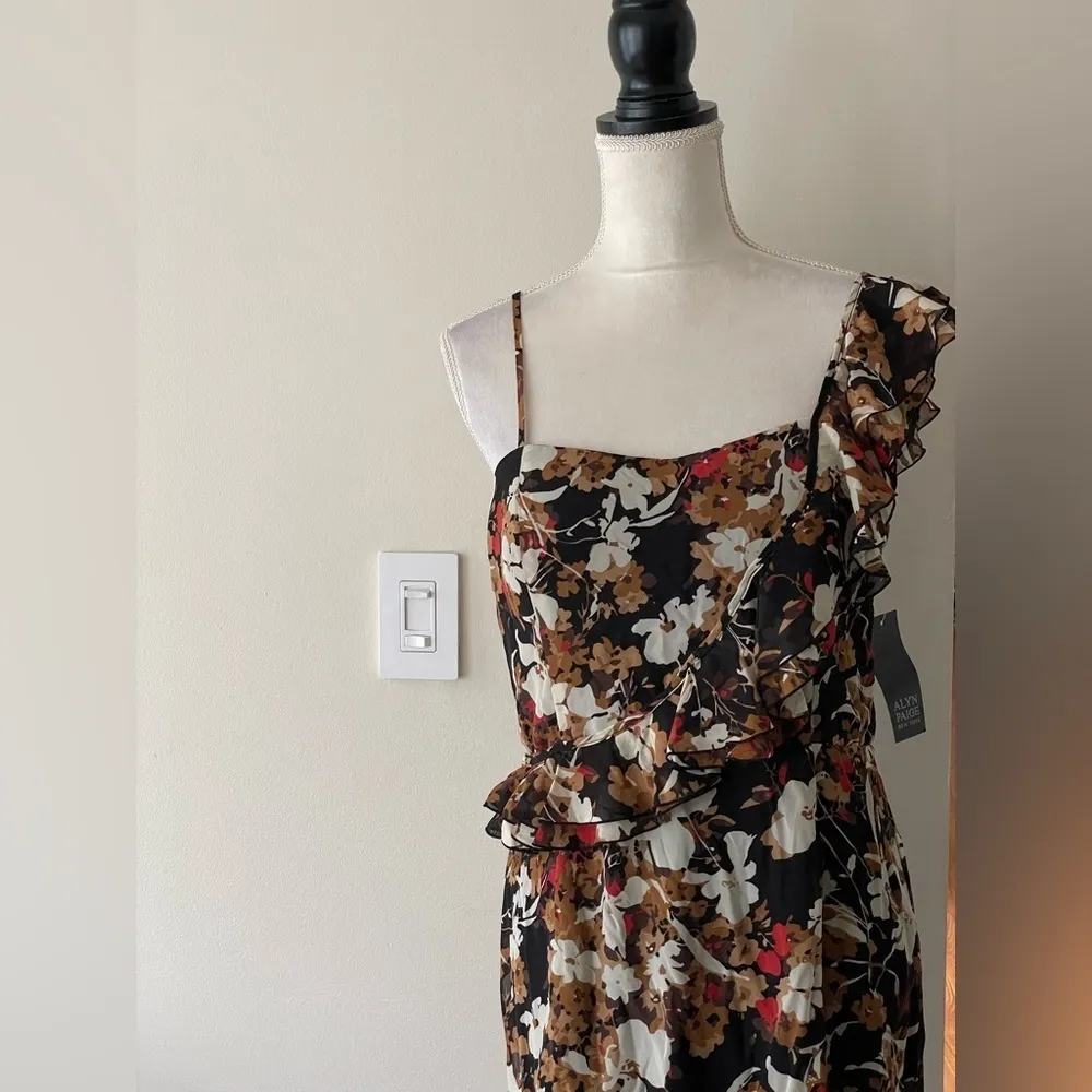 Alyn Paige Floral Print Dress With Ruffle Sleeves NWT Sz 12 Knee Length - Image 12