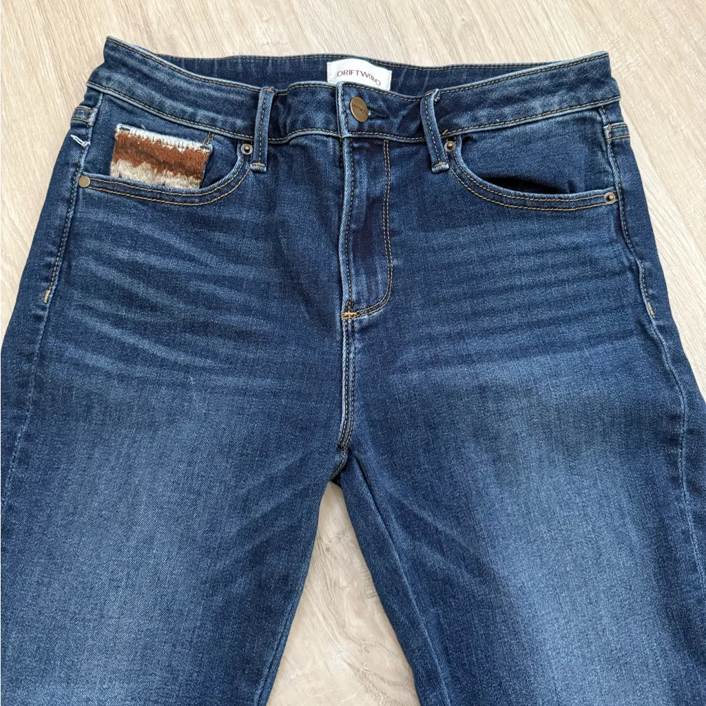 Driftwood Colette Straight Crop Jeans w/ Brown Tapestry Embroidered Cuff | 28 - Image 6