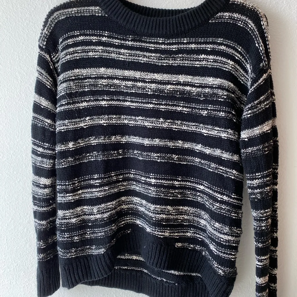 Calvin Klein Jeans Striped High Low Sweater Black White Women’s M - Image 2