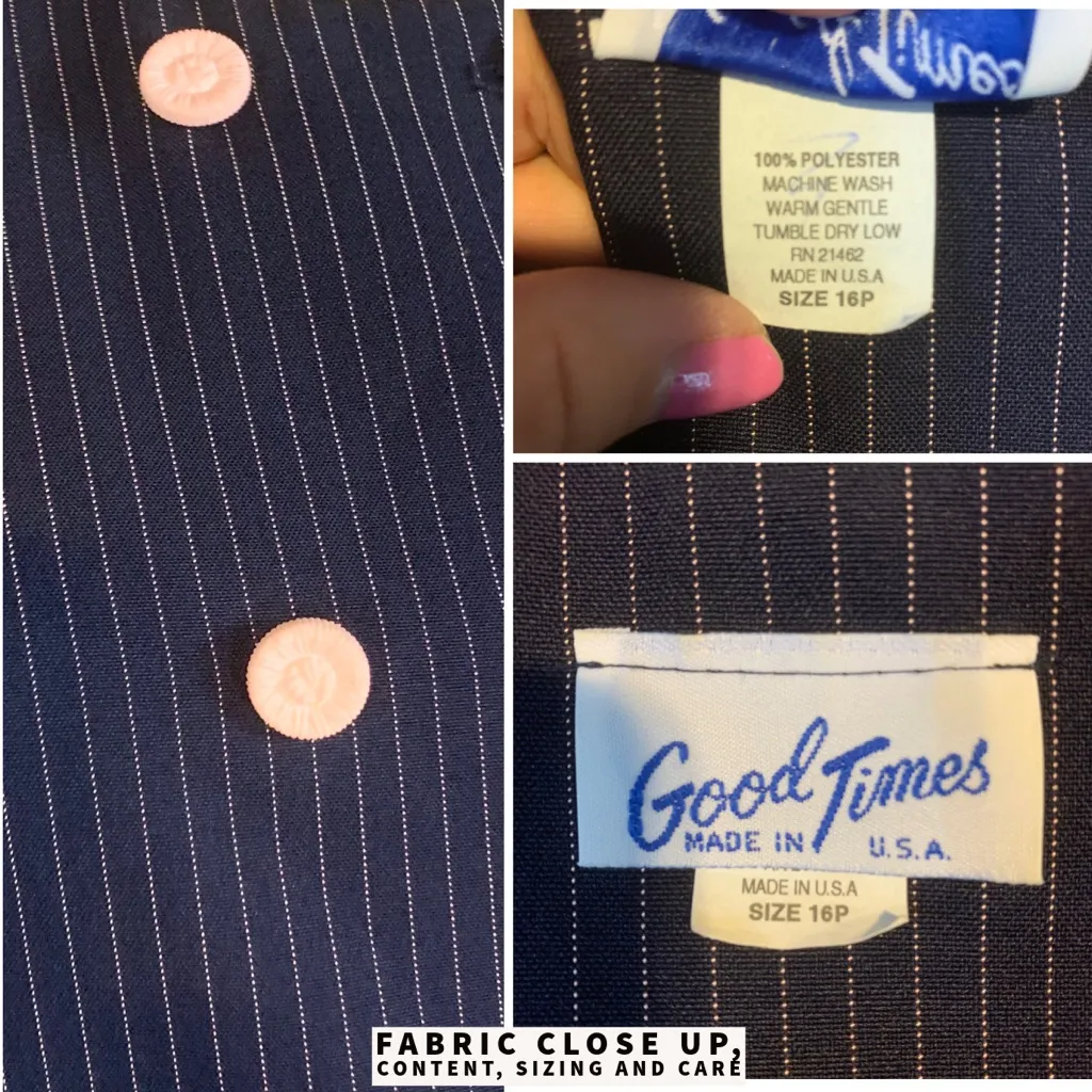 VINTAGE 1980'S GOOD TIMES BLUE & PINK STRIPED BLAZER (16P) - Image 12