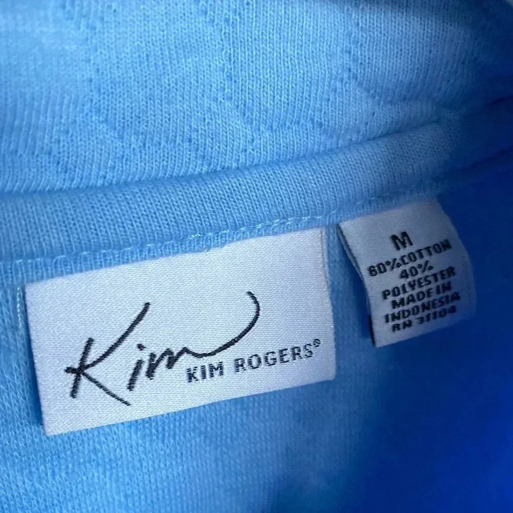 Kim Rogers Patchwork Quilted Zip Jacket Cozycore Quiet Luxury Light Blue Cotton Size M - Image 5