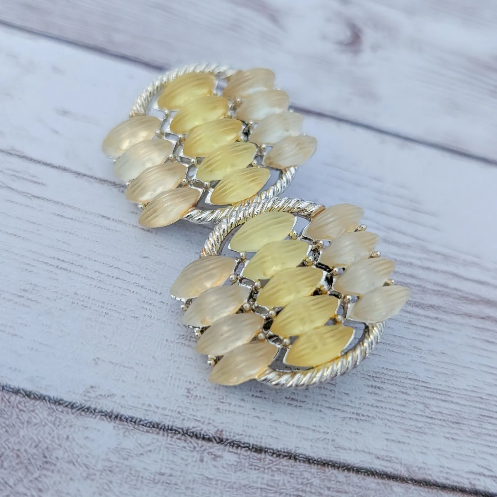 Vintage Clip On Earrings Stunning Statement Lemon Tones Yellow - Image 4