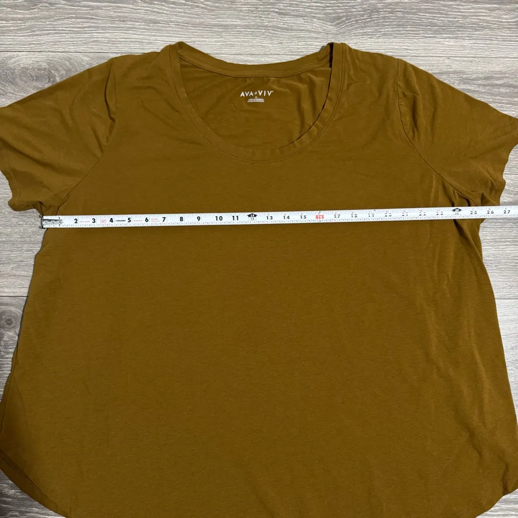 Ava & Viv Plus Women Mustard Short Sleeve Round Neck‎ Relaxed Fit Top Size 3X - Image 7