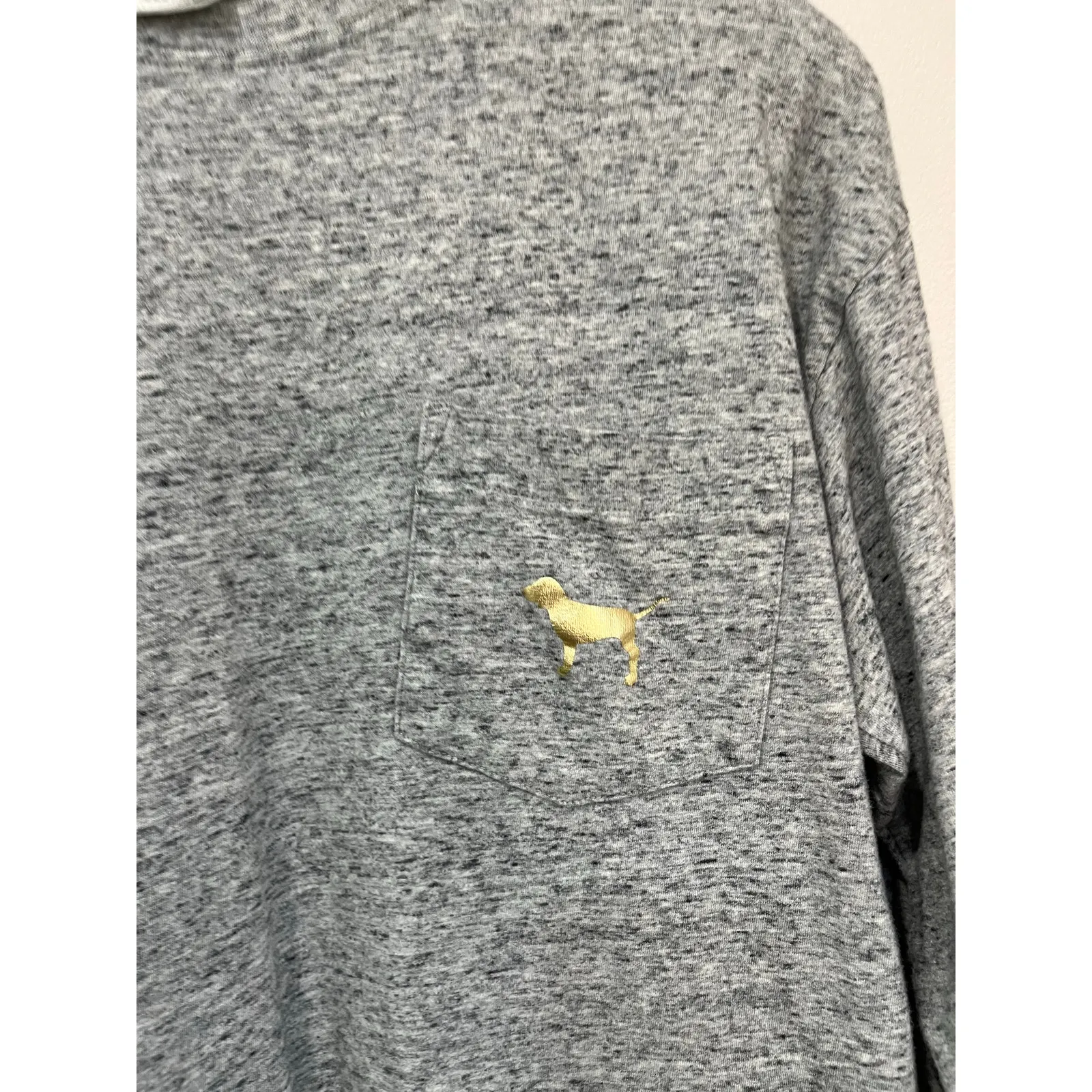 Victoria’s Secret PINK Gray Bling Gold Dog Campus Long Sleeve Tee Size S - Image 4