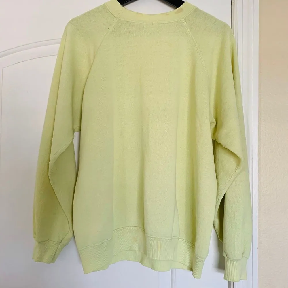 1980 Vintage Highlighter Yellow Hot Air Balloon Graphic Crewneck Sweatshirt M/L Size M - Image 5