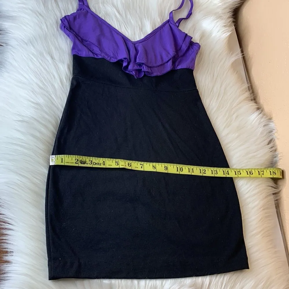 Silence + Noise Purple & Black Flutter Collar BodyCon Dress Size XS - Image 6