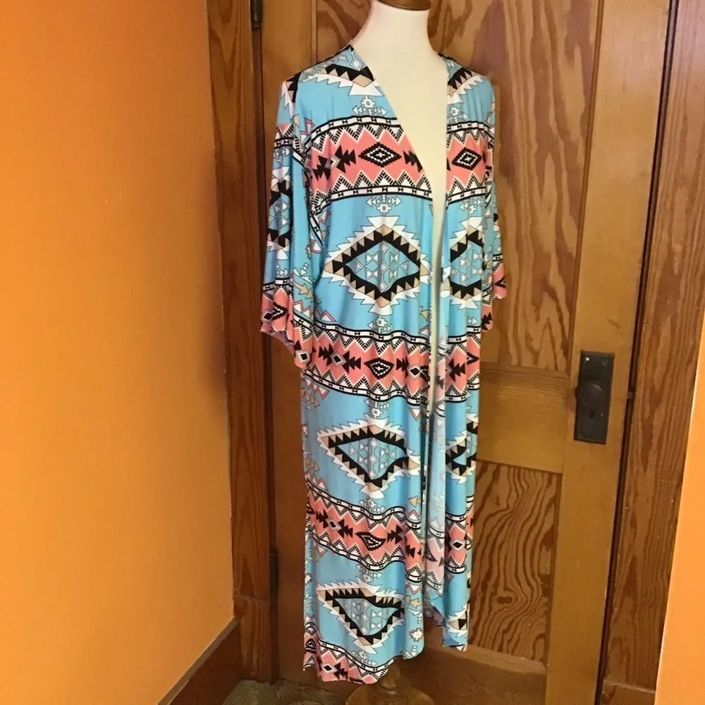 Bright Southwest Vibes Kimono Blue Size M - Image 6