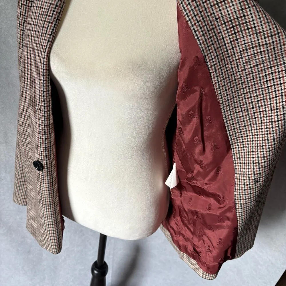 Scalpers Blazer Womens Size Checked DoubleBreasted NotchedLapel Plaid Pattern Gray - Image 4